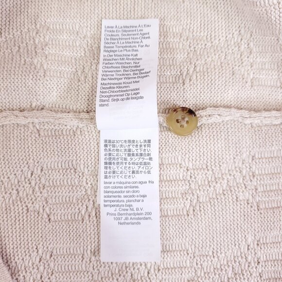 Knit for J Crew Mens XL Neutral Beige Cable Knit SS Cardigan Polo Sweater Cotton - Picture 9 of 12